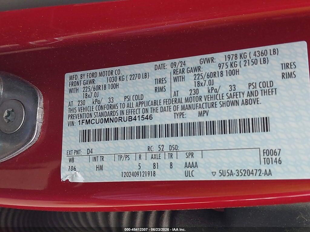 1FMCU0MN0RUB41546 2024 FORD ESCAPE photo no. 9
