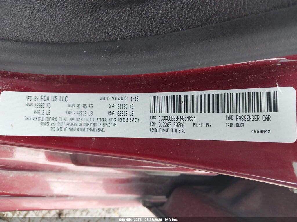 1C3CCCBB8FN654054 2015 CHRYSLER 200 photo no. 9