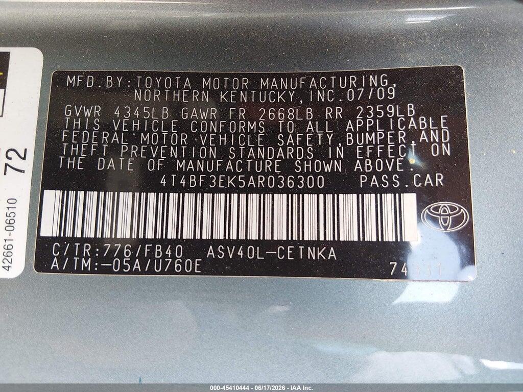 4T4BF3EK5AR036300 2010 TOYOTA CAMRY photo no. 9