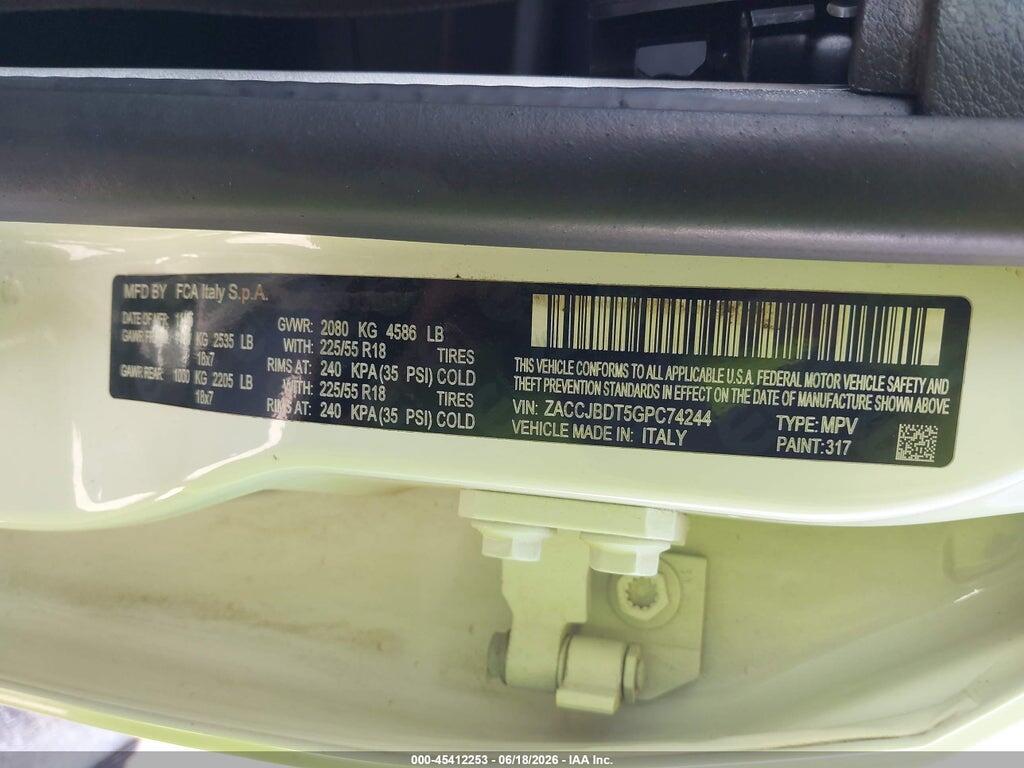 ZACCJBDT5GPC74244 2016 JEEP RENEGADE photo no. 9