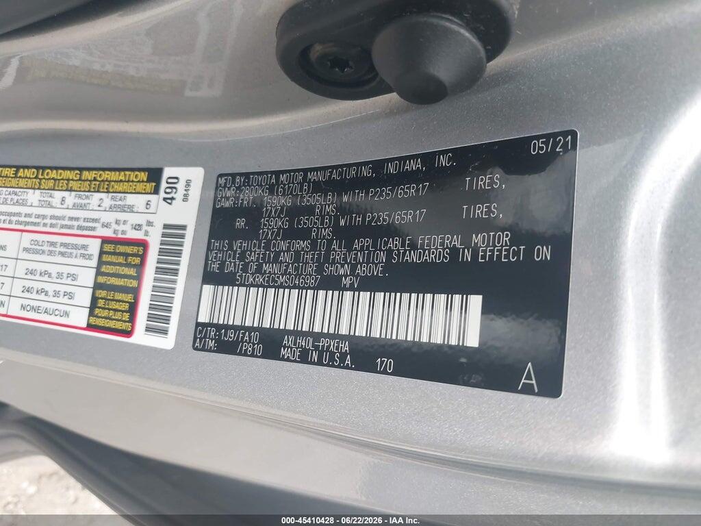 5TDKRKEC5MS046987 2021 TOYOTA SIENNA photo no. 9