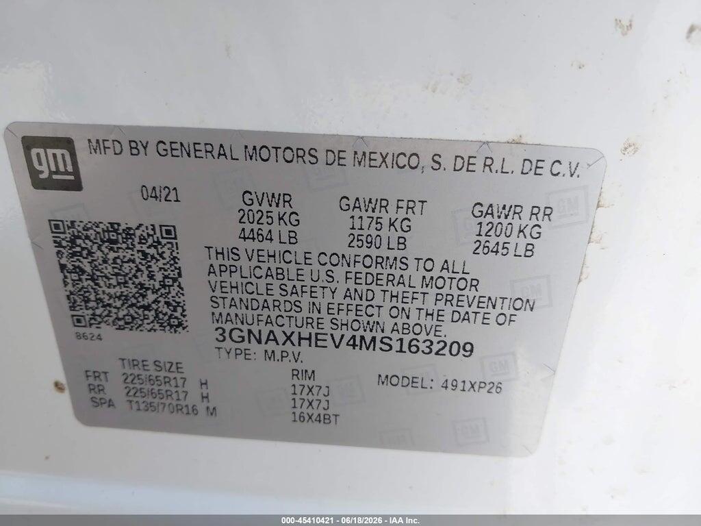 3GNAXHEV4MS163209 2021 CHEVROLET EQUINOX photo no. 9
