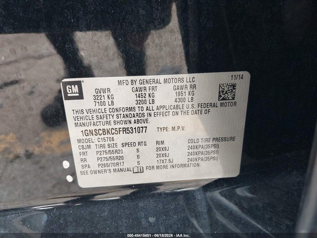 1GNSCBKC5FR531077 2015 CHEVROLET TAHOE photo no. 9