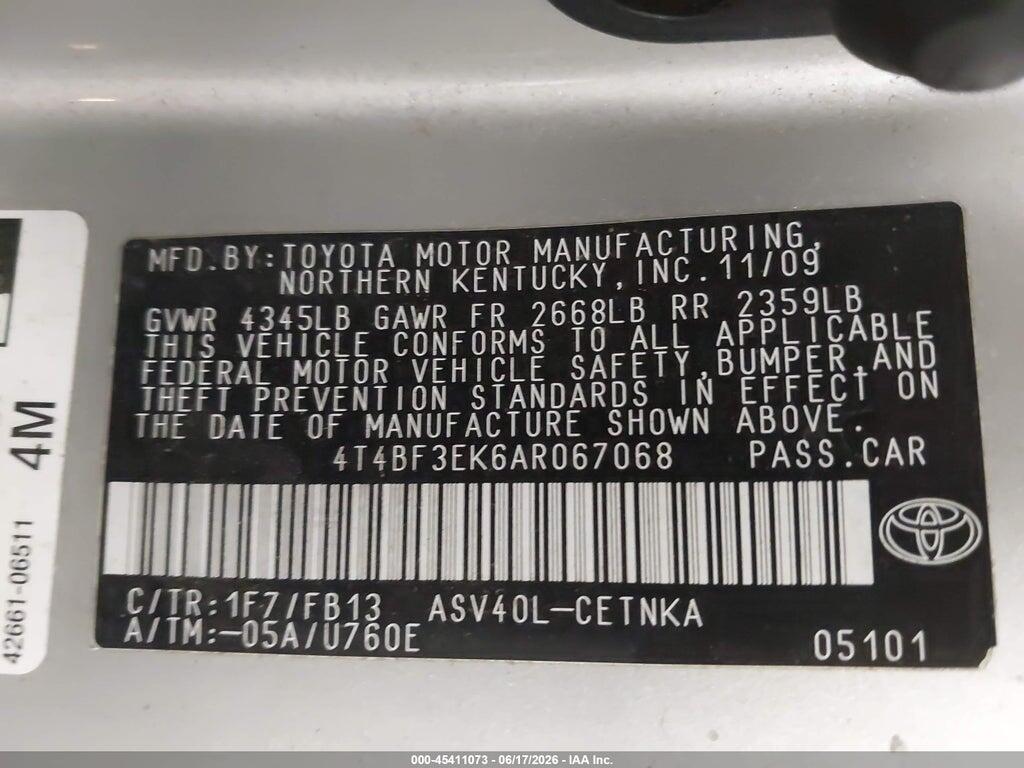 4T4BF3EK6AR067068 2010 TOYOTA CAMRY photo no. 9