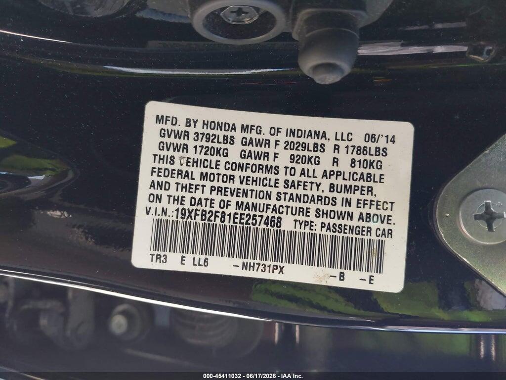 19XFB2F81EE257468 2014 HONDA CIVIC photo no. 9