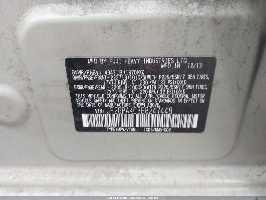 JF2GPAKC3E8247448 2014 SUBARU XV CROSSTREK photo no. 9