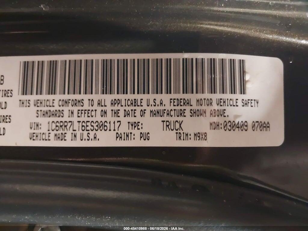 1C6RR7LT6ES306117 2014 RAM 1500 photo no. 9