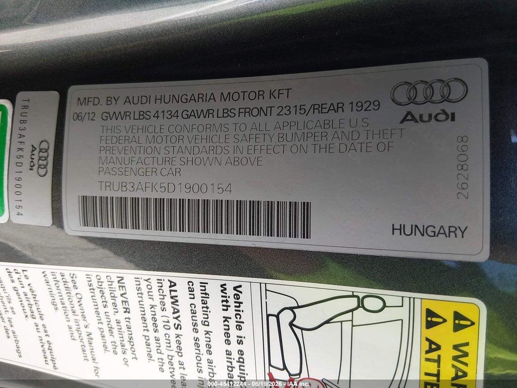 TRUB3AFK5D1900154 2013 AUDI TT RS photo no. 9