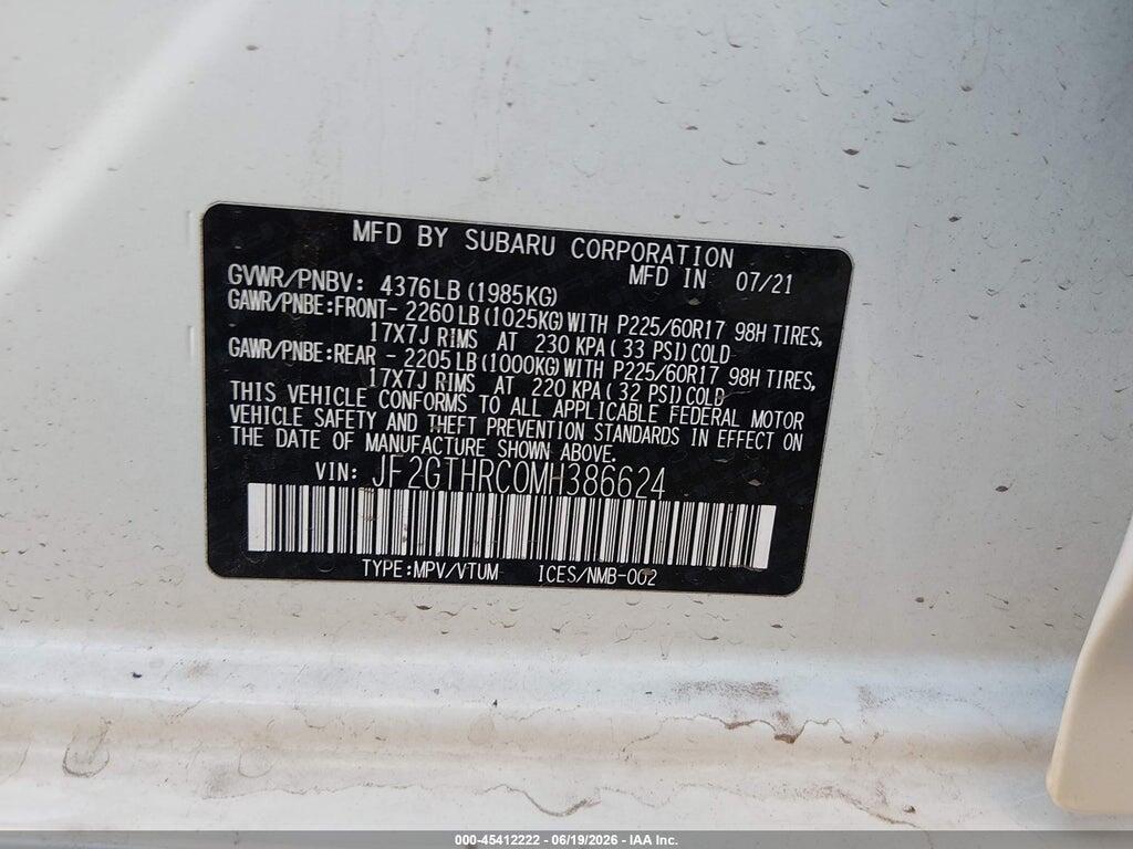 JF2GTHRC0MH386624 2021 SUBARU CROSSTREK photo no. 9
