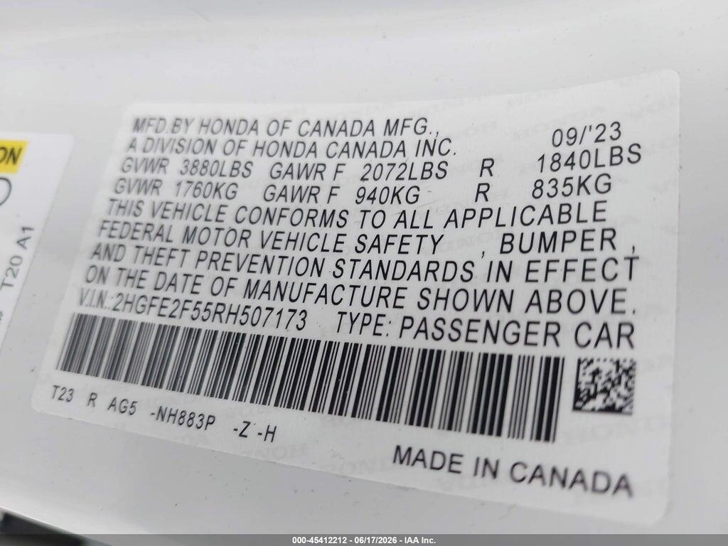 2HGFE2F55RH507173 2024 HONDA CIVIC photo no. 9