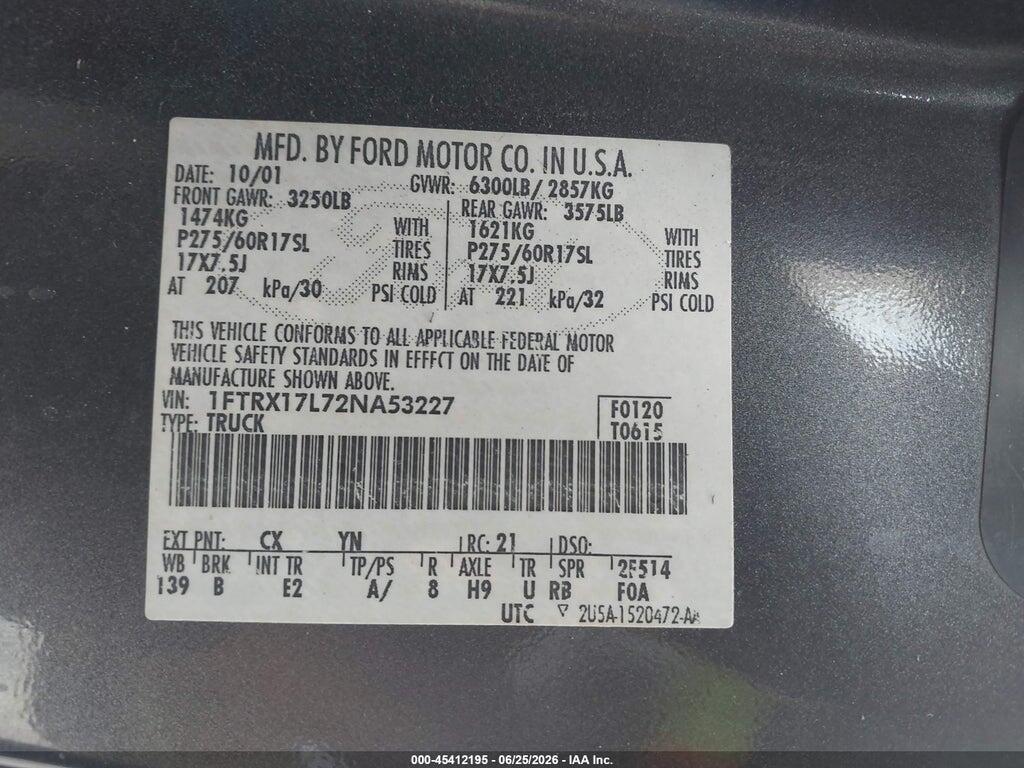 1FTRX17L72NA53227 2002 FORD F-150 photo no. 9