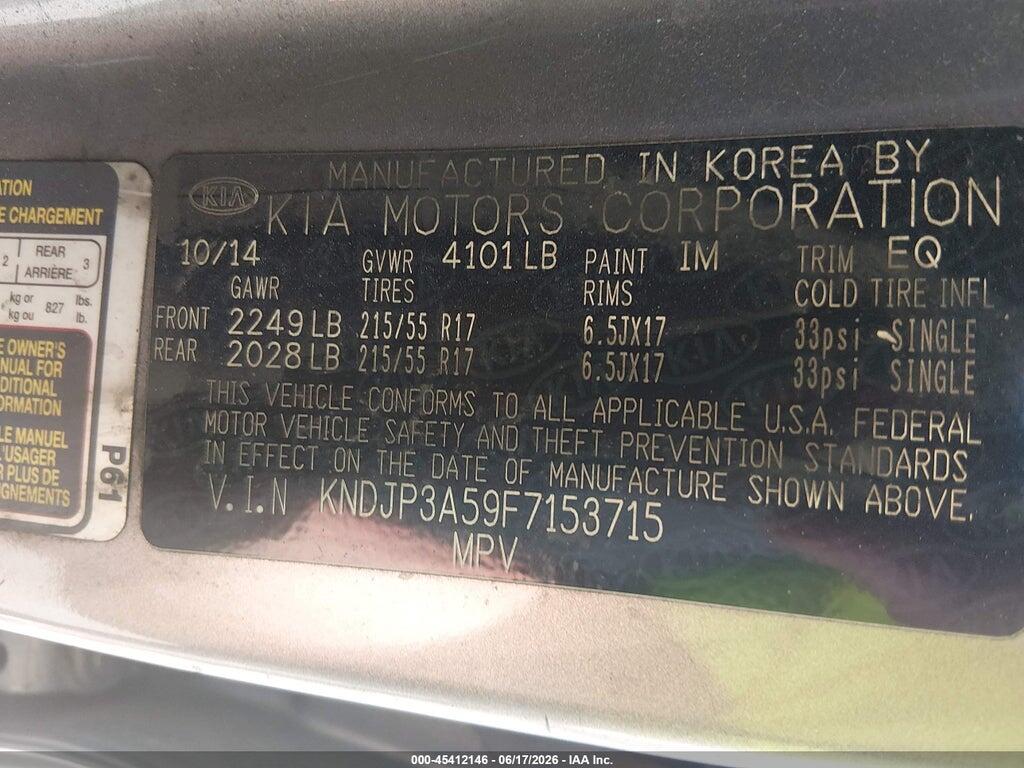 KNDJP3A59F7153715 2015 KIA SOUL photo no. 9