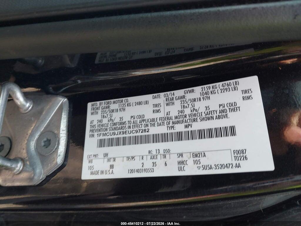 1FMCU9JX9EUC97282 2014 FORD ESCAPE photo no. 9