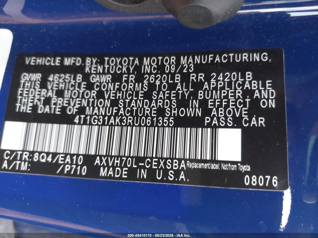 4T1G31AK3RU061355 2024 TOYOTA CAMRY HYBRID photo no. 9