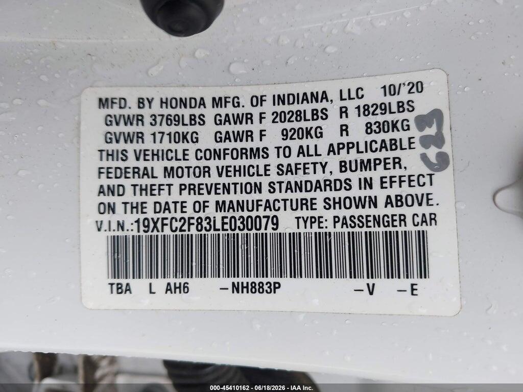 19XFC2F83LE030079 2020 HONDA CIVIC photo no. 9