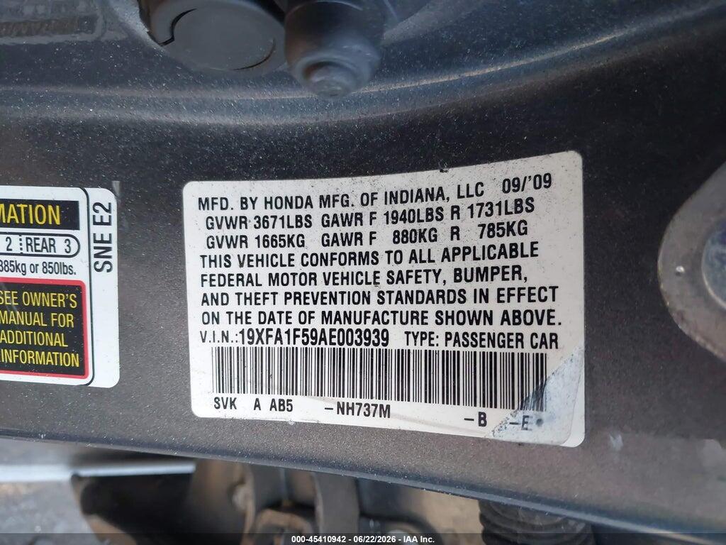 19XFA1F59AE003939 2010 HONDA CIVIC photo no. 9