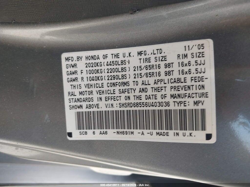 SHSRD68556U403036 2006 HONDA CR-V photo no. 9