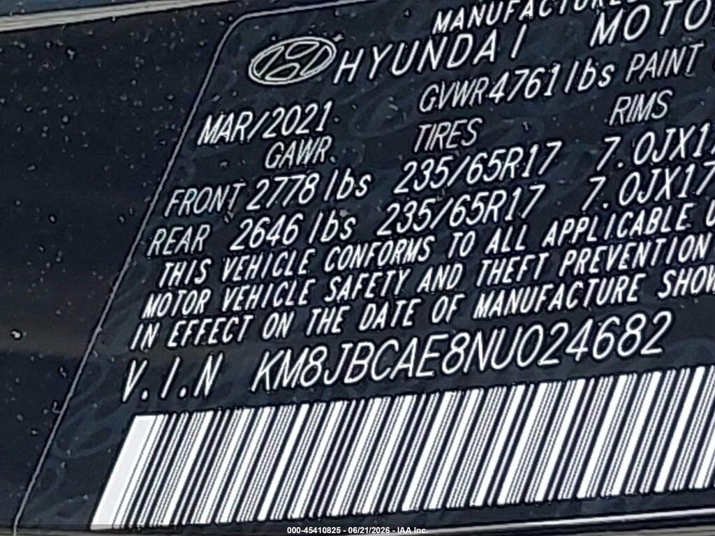 KM8JBCAE8NU024682 2022 HYUNDAI TUCSON photo no. 9