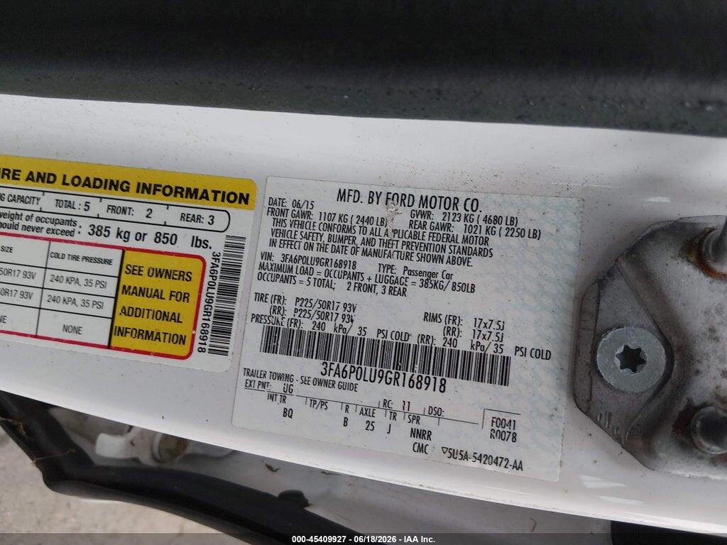 3FA6P0LU9GR168918 2016 FORD FUSION HYBRID photo no. 9