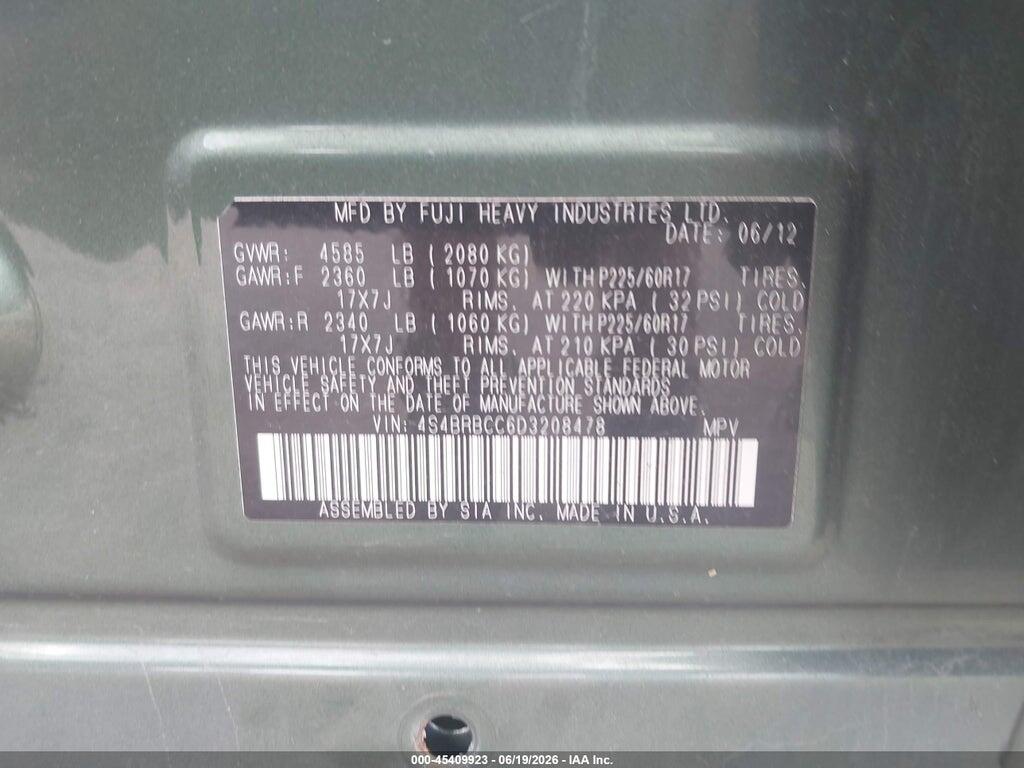 4S4BRBCC6D3208478 2013 SUBARU OUTBACK photo no. 9