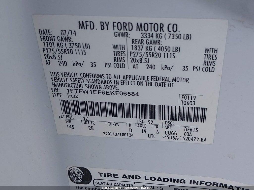 1FTFW1EF6EKF06584 2014 FORD F-150 photo no. 9