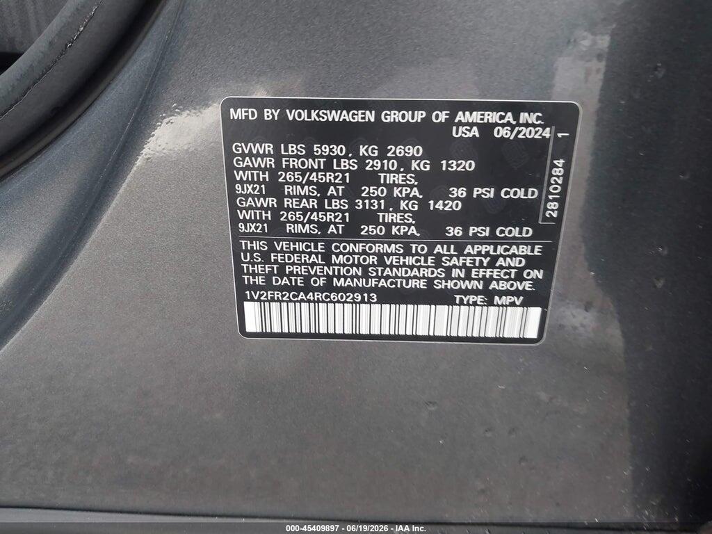 1V2FR2CA4RC602913 2024 VOLKSWAGEN ATLAS photo no. 9