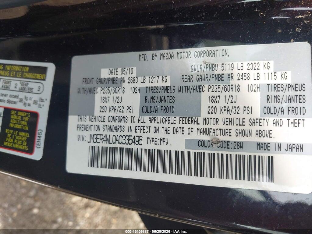 JM3ER4WL0A0335496 2010 MAZDA CX-7 photo no. 9