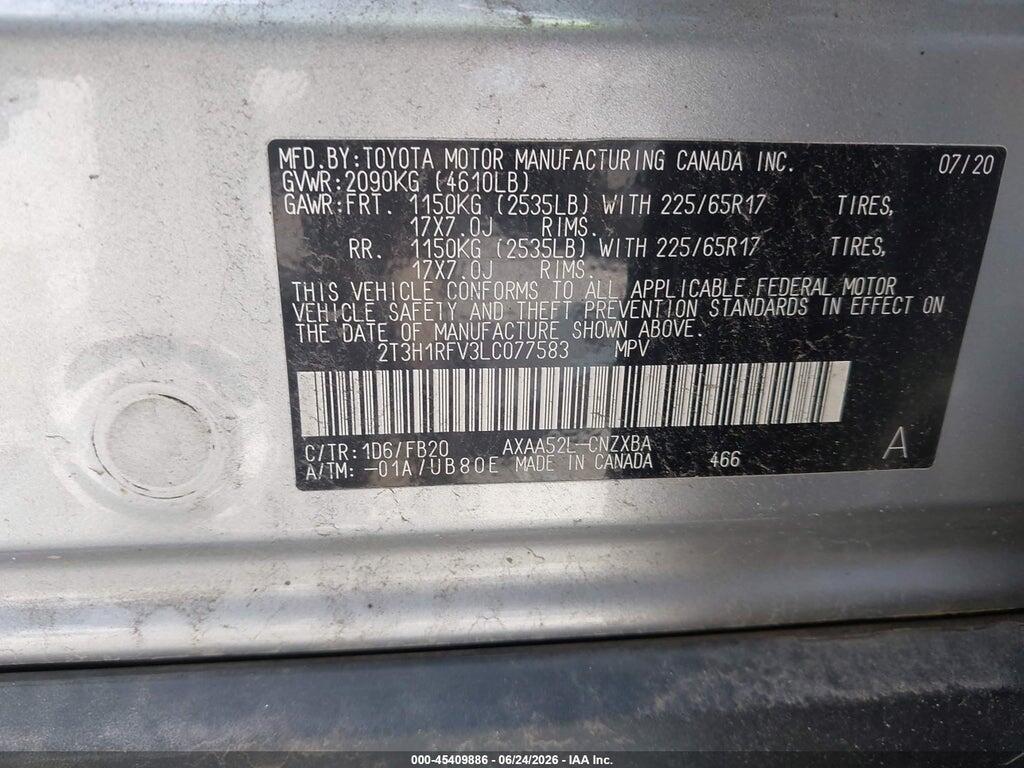2T3H1RFV3LC077583 2020 TOYOTA RAV4 photo no. 9