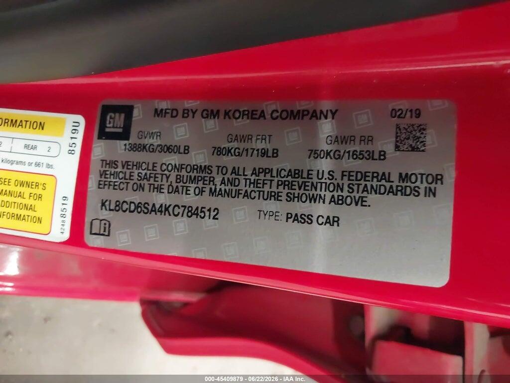 KL8CD6SA4KC784512 2019 CHEVROLET SPARK photo no. 9