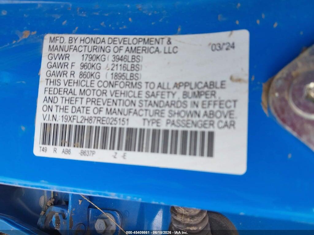 19XFL2H87RE025151 2024 HONDA CIVIC photo no. 9