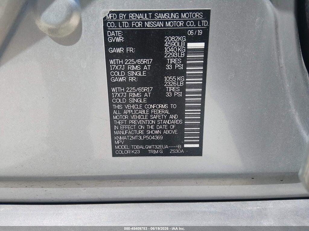 KNMAT2MT3LP504369 2020 NISSAN ROGUE photo no. 9