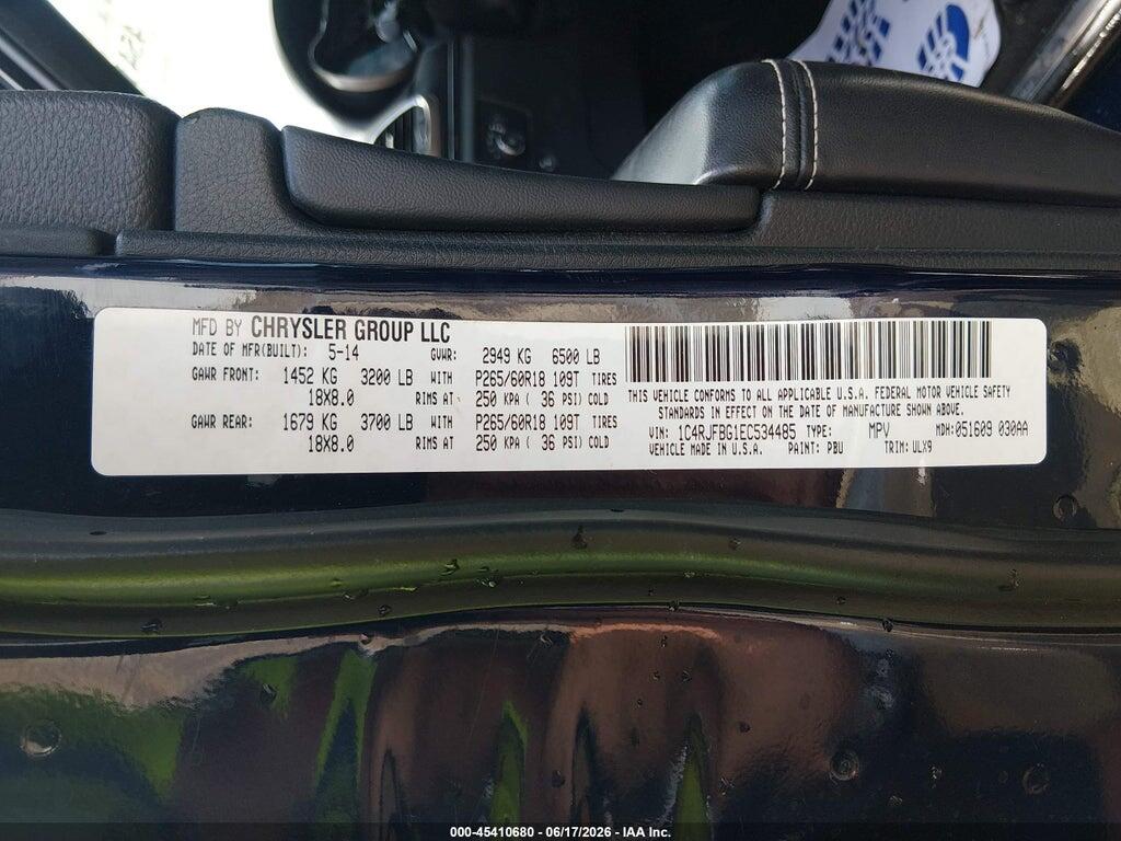1C4RJFBG1EC534485 2014 JEEP GRAND CHEROKEE photo no. 9