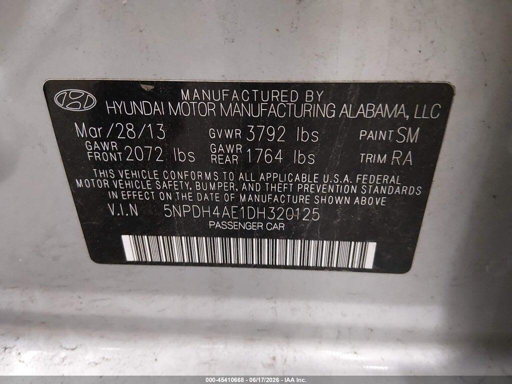 5NPDH4AE1DH320125 2013 HYUNDAI ELANTRA photo no. 9