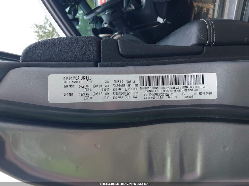 1C4RJFBG9FC733298 2015 JEEP GRAND CHEROKEE photo no. 9