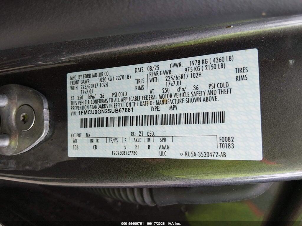 1FMCU0GN2SUB67681 2025 FORD ESCAPE photo no. 9
