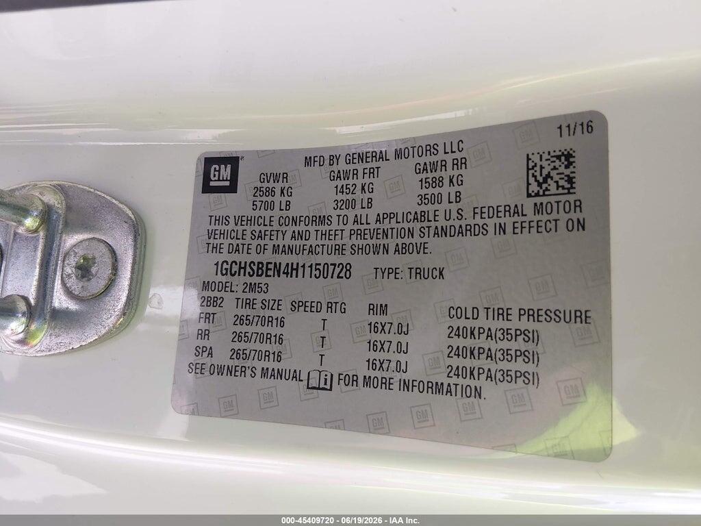 1GCHSBEN4H1150728 2017 CHEVROLET COLORADO photo no. 9