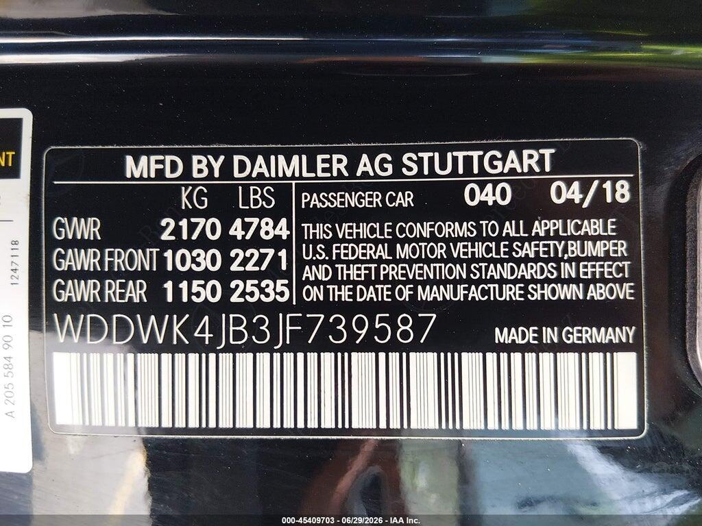 WDDWK4JB3JF739587 2018 MERCEDES-BENZ C 300 photo no. 9