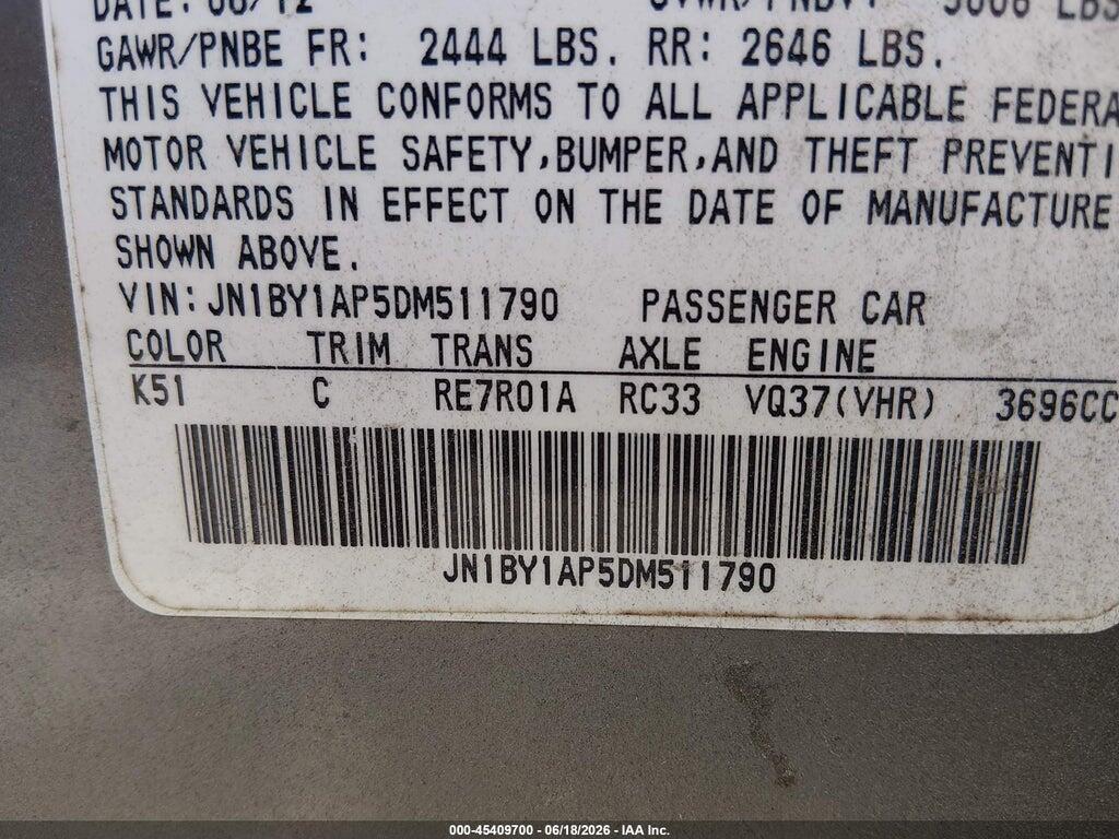 JN1BY1AP5DM511790 2013 INFINITI M37 photo no. 9