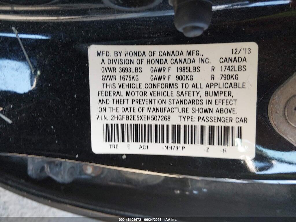 2HGFB2E5XEH507268 2014 HONDA CIVIC photo no. 9