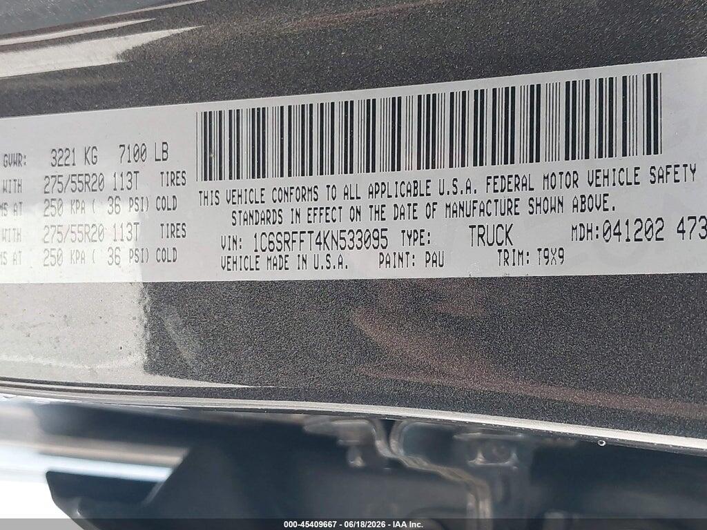 1C6SRFFT4KN533095 2019 RAM 1500 photo no. 9