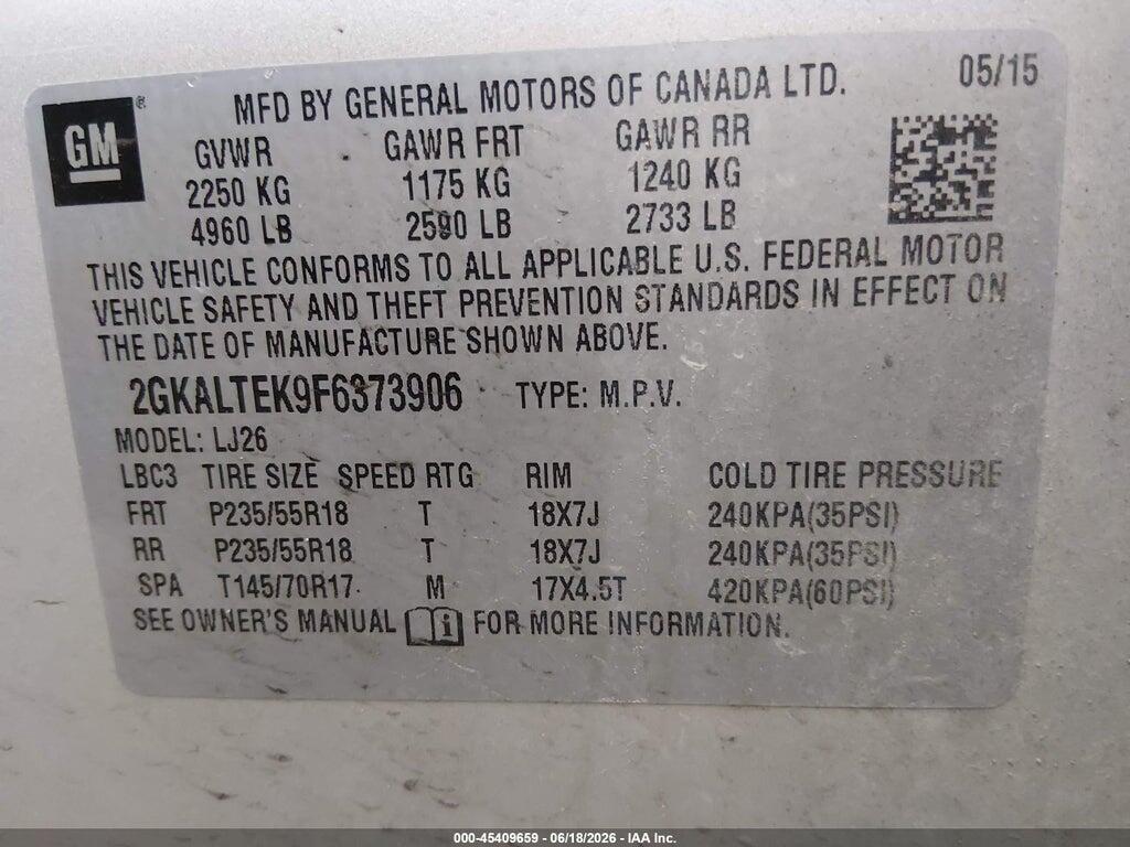 2GKALTEK9F6373906 2015 GMC TERRAIN photo no. 9