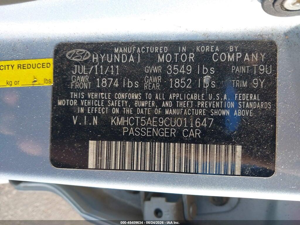 KMHCT5AE9CU011647 2012 HYUNDAI ACCENT photo no. 9