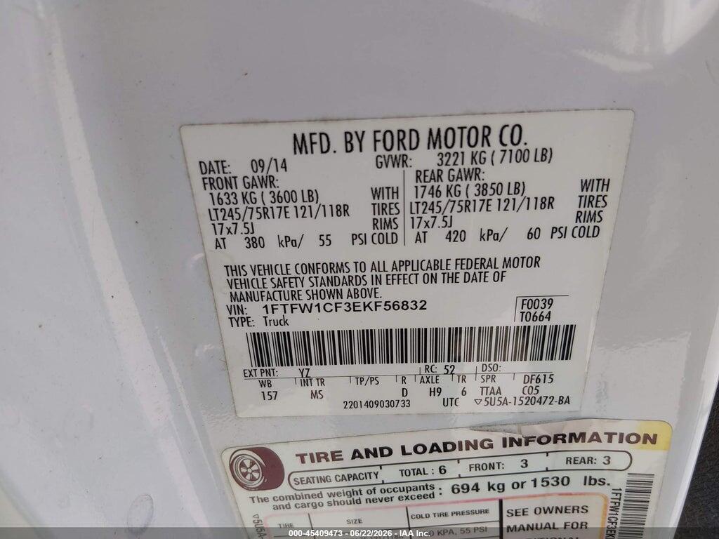 1FTFW1CF3EKF56832 2014 FORD F-150 photo no. 9
