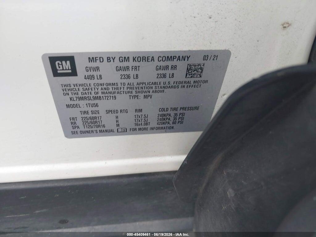 KL79MRSL9MB172719 2021 CHEVROLET TRAILBLAZER photo no. 9