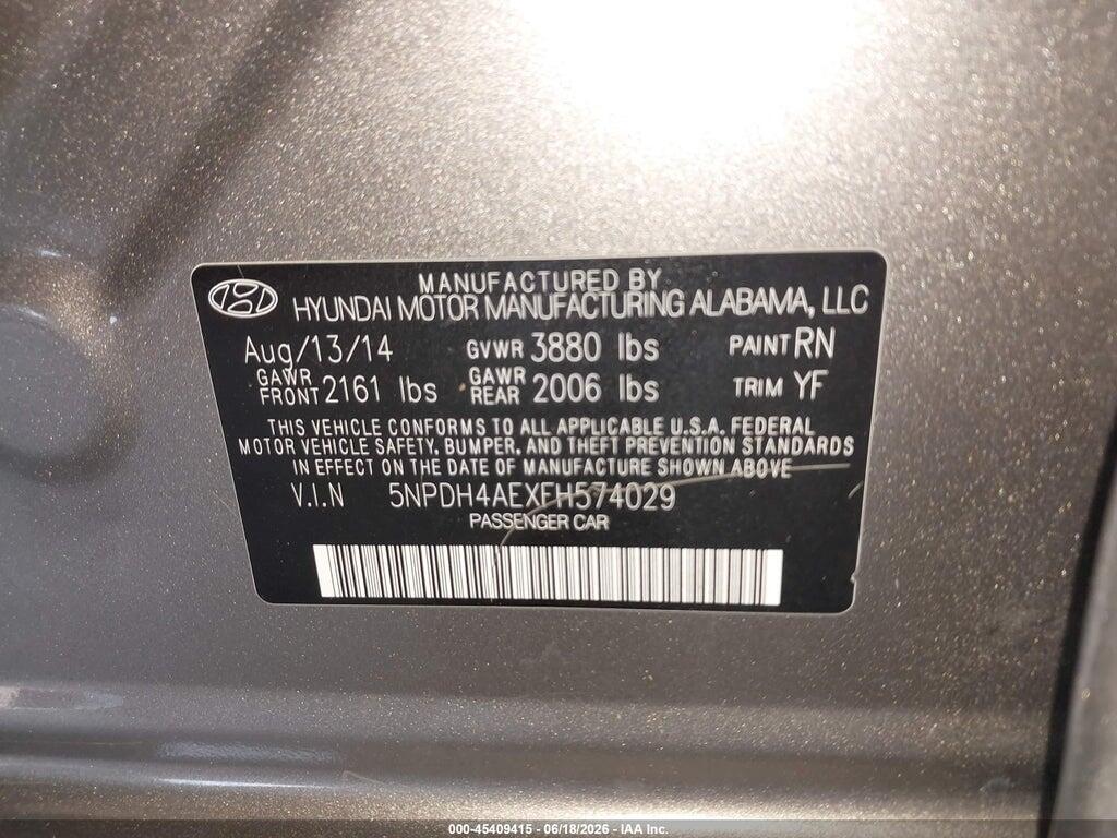 5NPDH4AEXFH574029 2015 HYUNDAI ELANTRA photo no. 9