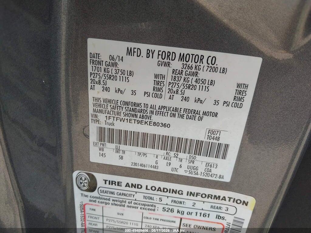 1FTFW1ET9EKE80360 2014 FORD F-150 photo no. 9