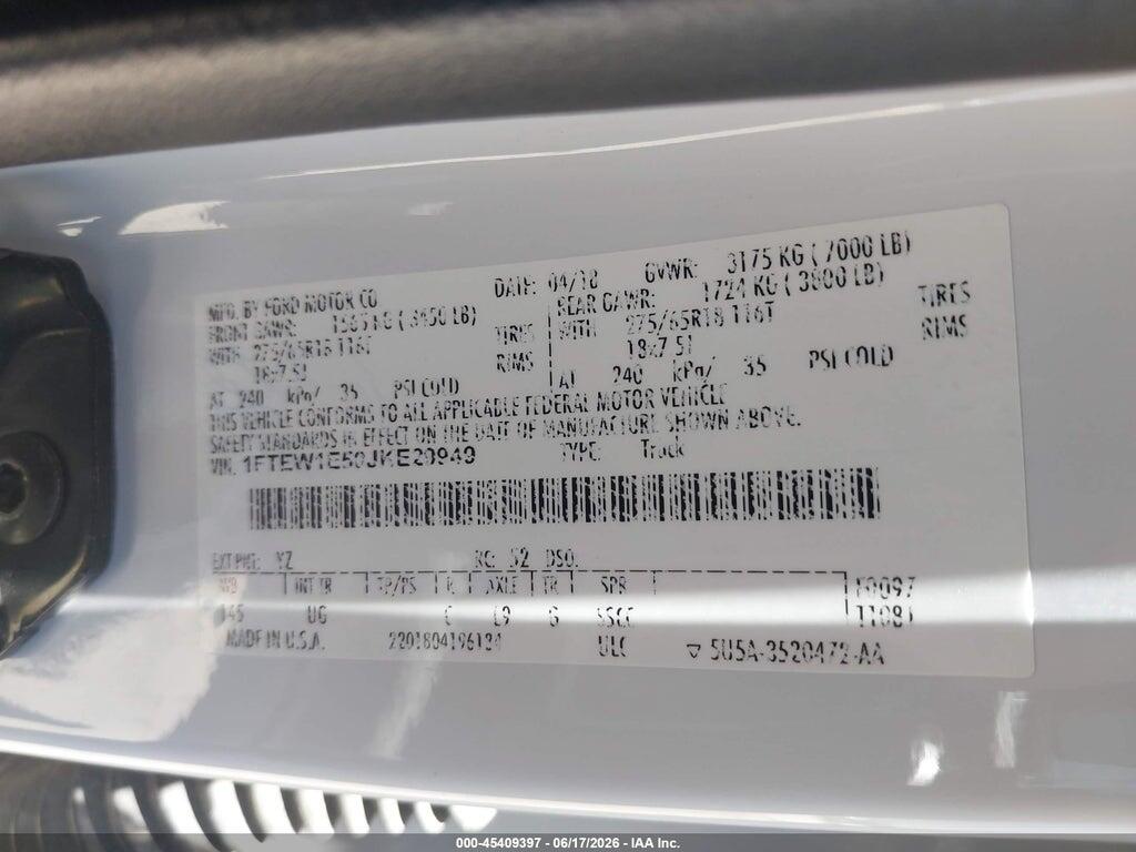 1FTEW1E50JKE29949 2018 FORD F-150 photo no. 9