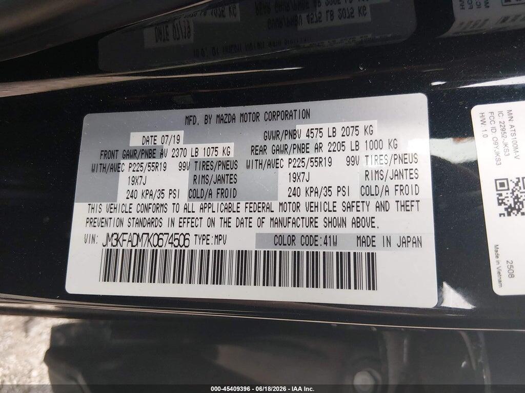 JM3KFADM7K0674506 2019 MAZDA CX-5 photo no. 9