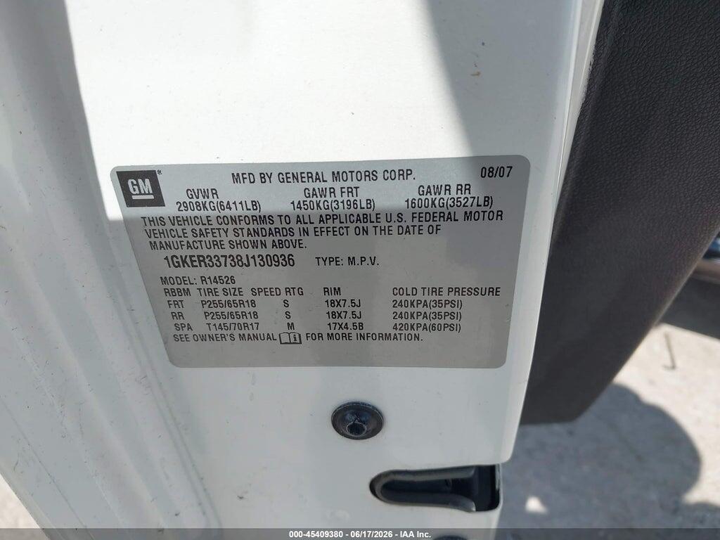 1GKER33738J130936 2008 GMC ACADIA photo no. 9