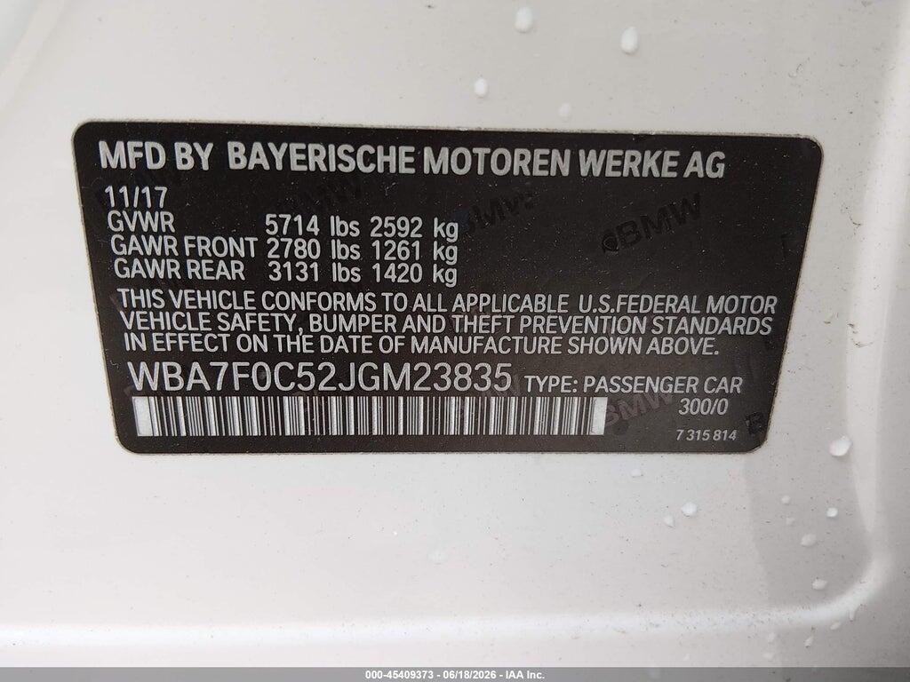 WBA7F0C52JGM23835 2018 BMW 7 SERIES photo no. 9
